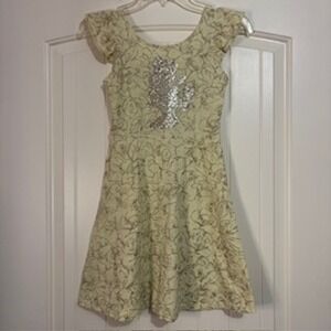 Disney Jumping Beans Girls Sz 7 Dress Belle Sequin Glitter Princess Short Sleeve